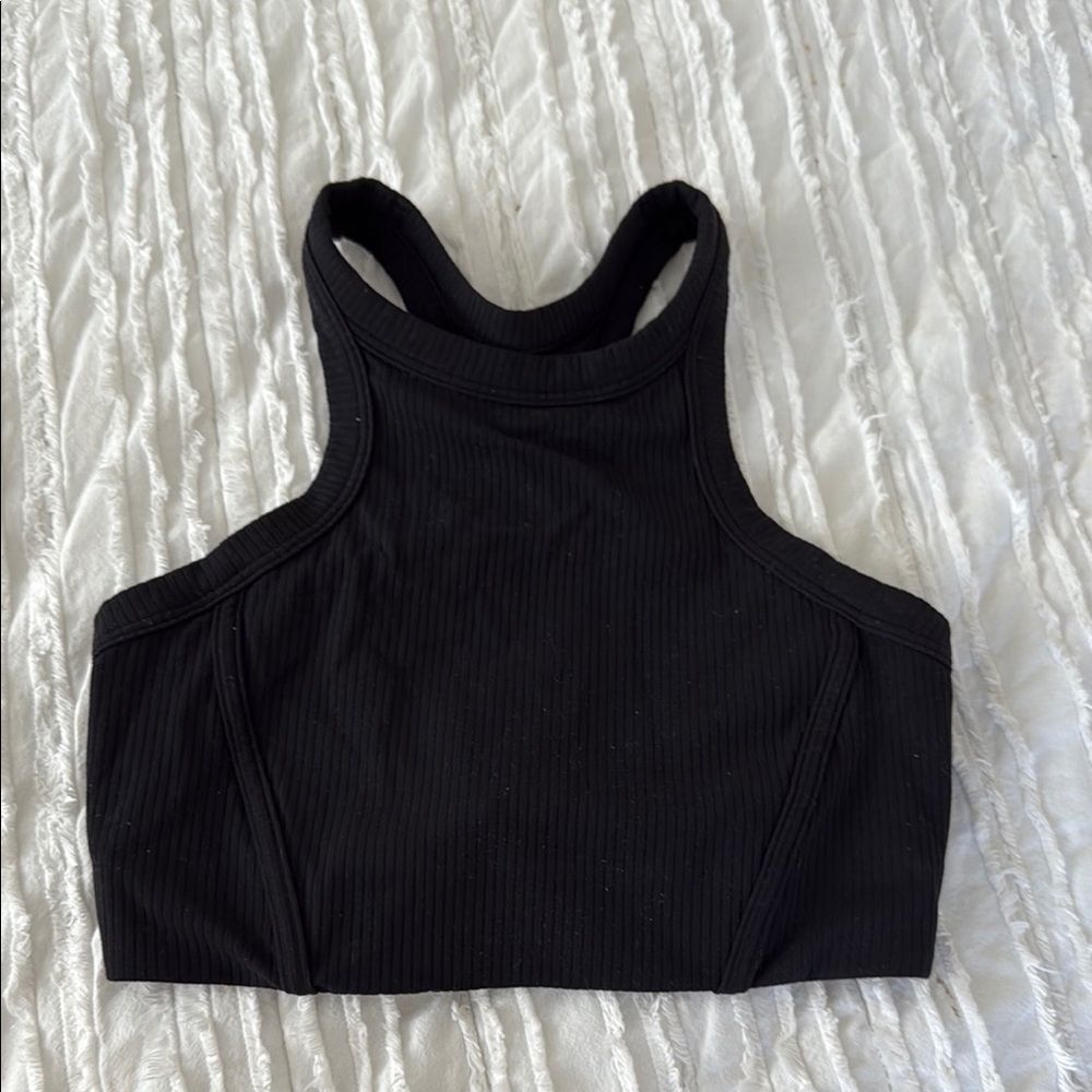 Lululemon Athletica Black Fitted Crop Tank Top